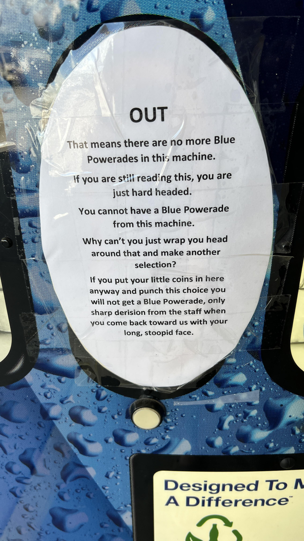 Got any blue Powerade