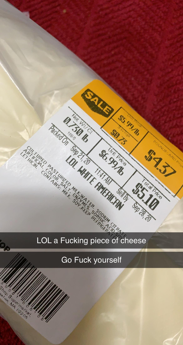 Got called out by deli cheese