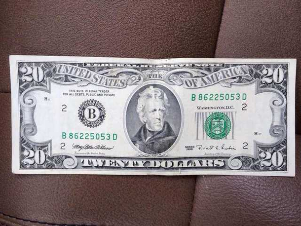 Got caught using a counterfeit bill today The cashier was very proud of himself for spotting a fake