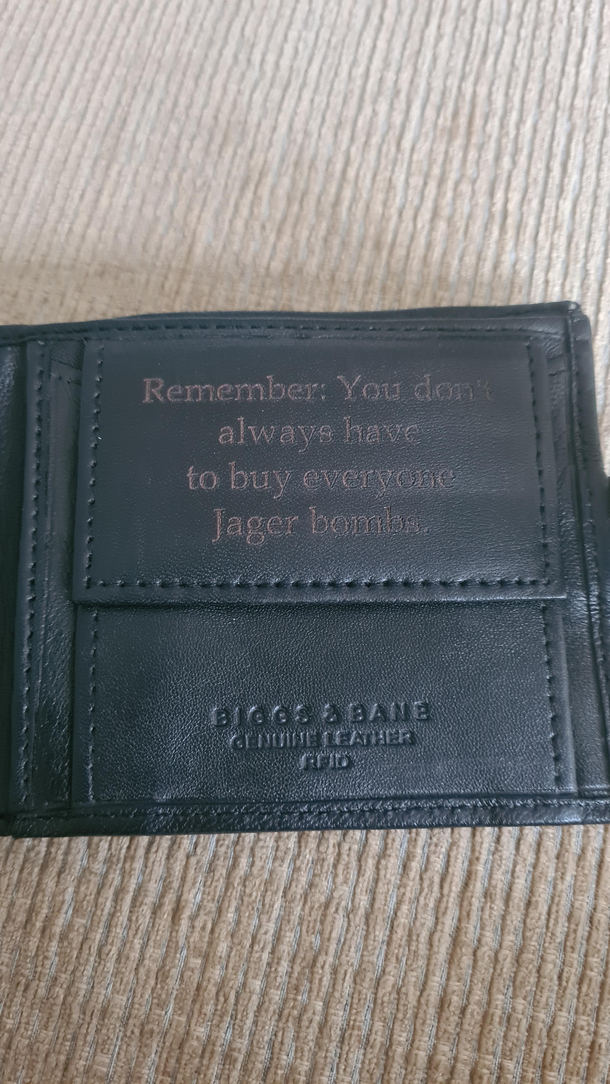 Got myself a new wallet with a little reminder inside it 