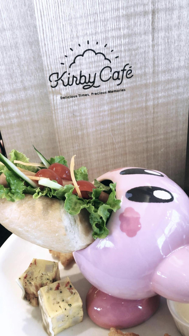 Got served this in Japan Looks like Kirby is definitely trying to eat my sandwich before I do