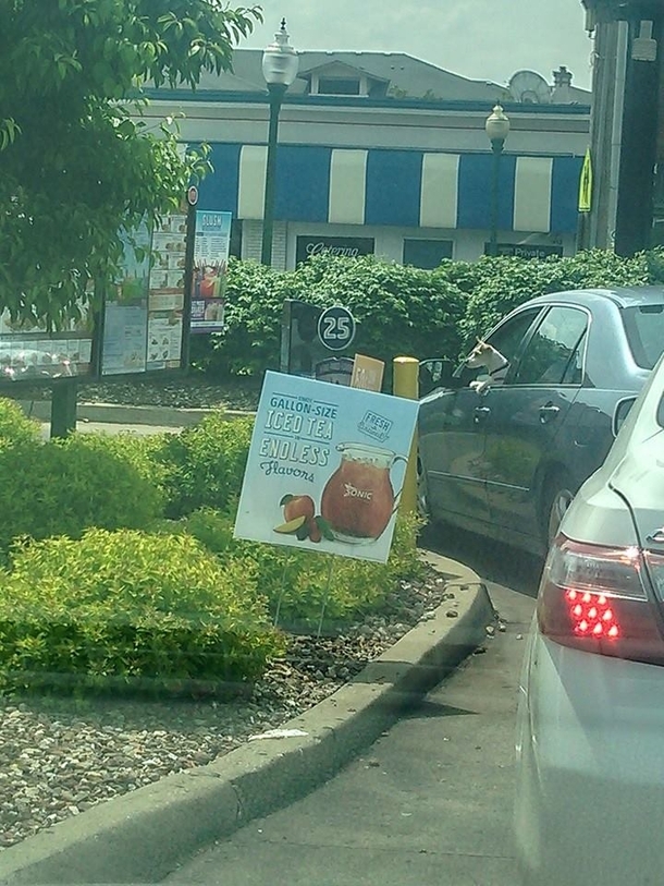 Got stuck behind this asshole holding up the drive through line this morning