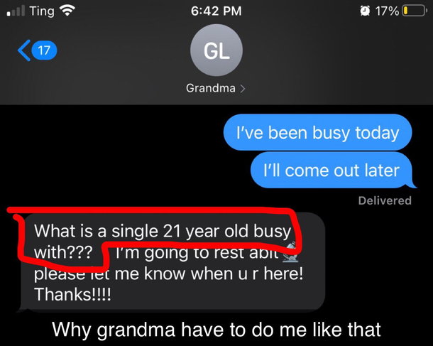 Grandma is taking no prisoners today