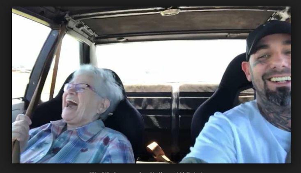Grandmas hysterically funny reaction to the fast car ride