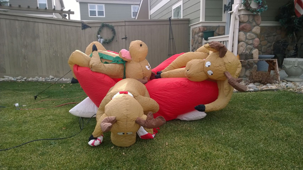 Grandmas reindeer partied a little to hard this year