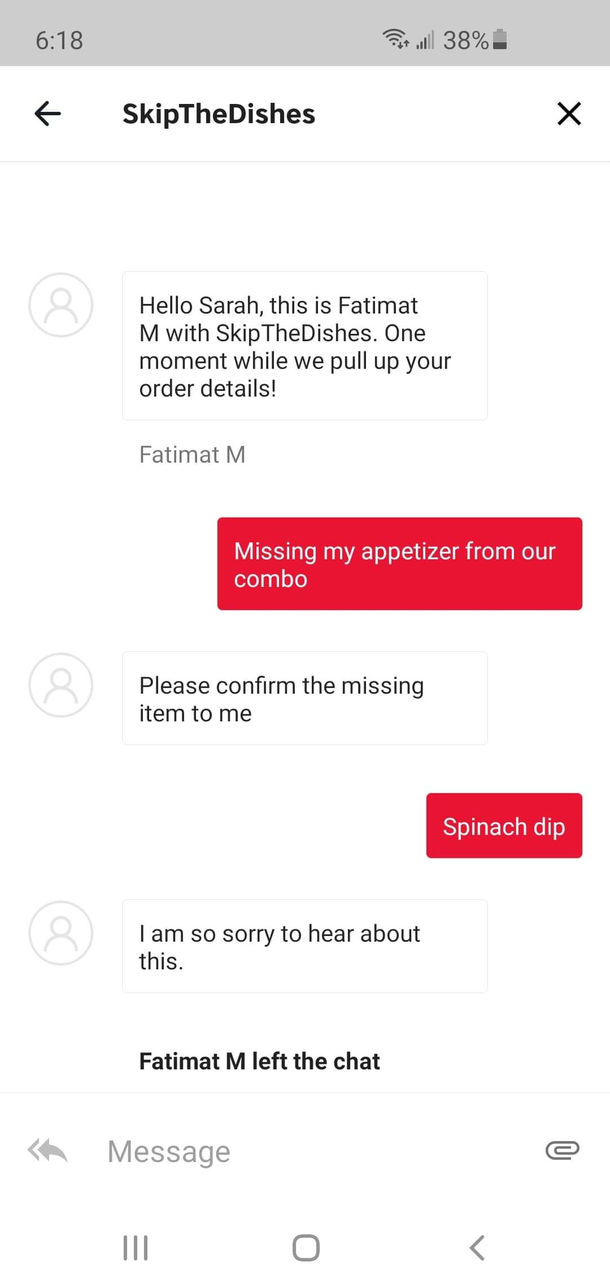 Great customer support from Skip The Dishes