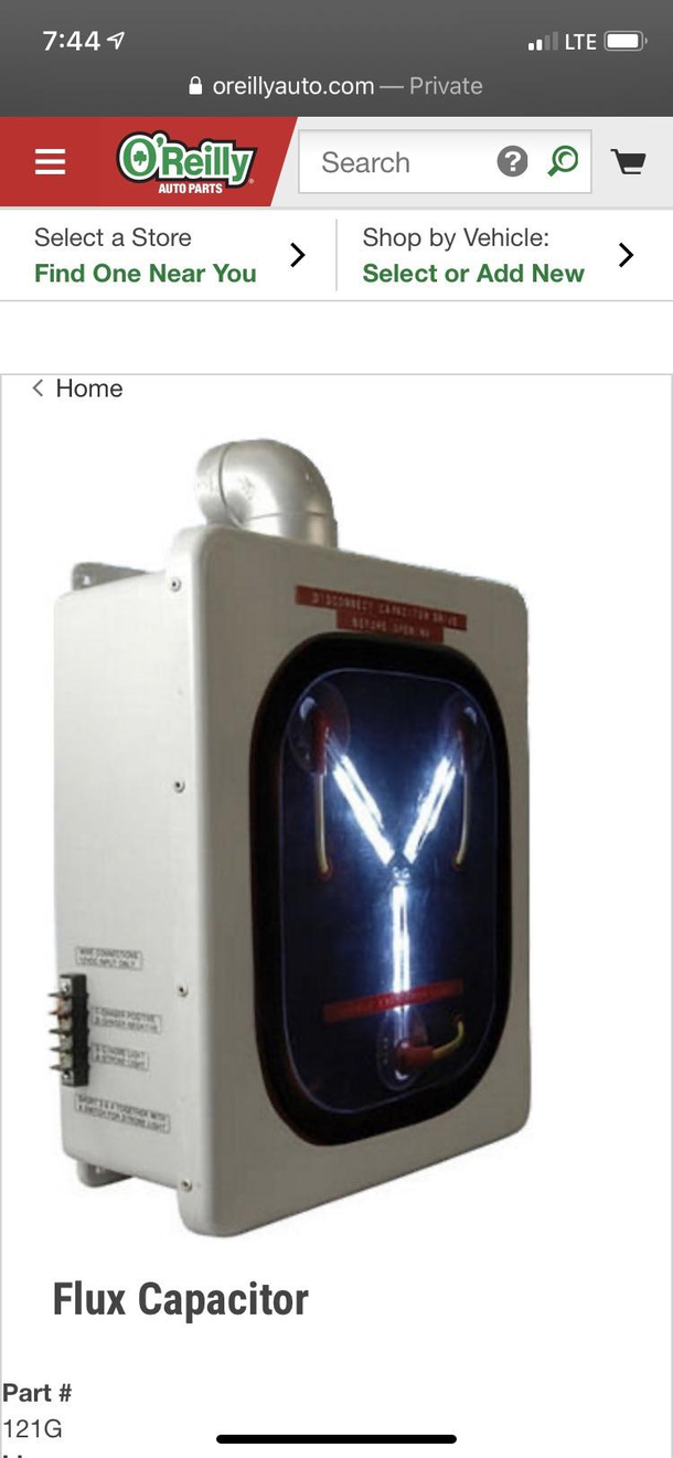 Great Scott The OReilly Auto website has a detailed Flux Capacitor inventory item  Easter Egg Link in comments