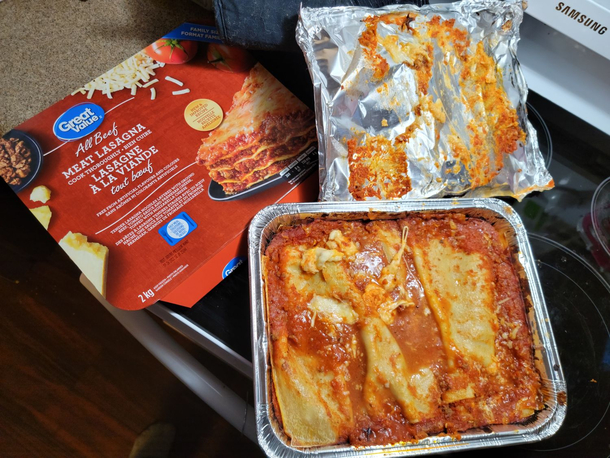 Great Value Lasagna cheaped out real hard on the cheese