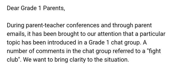 Greatest Email Ever Received First Grade Fight Club