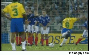 Greatest free kick of all time by Roberto Carlos