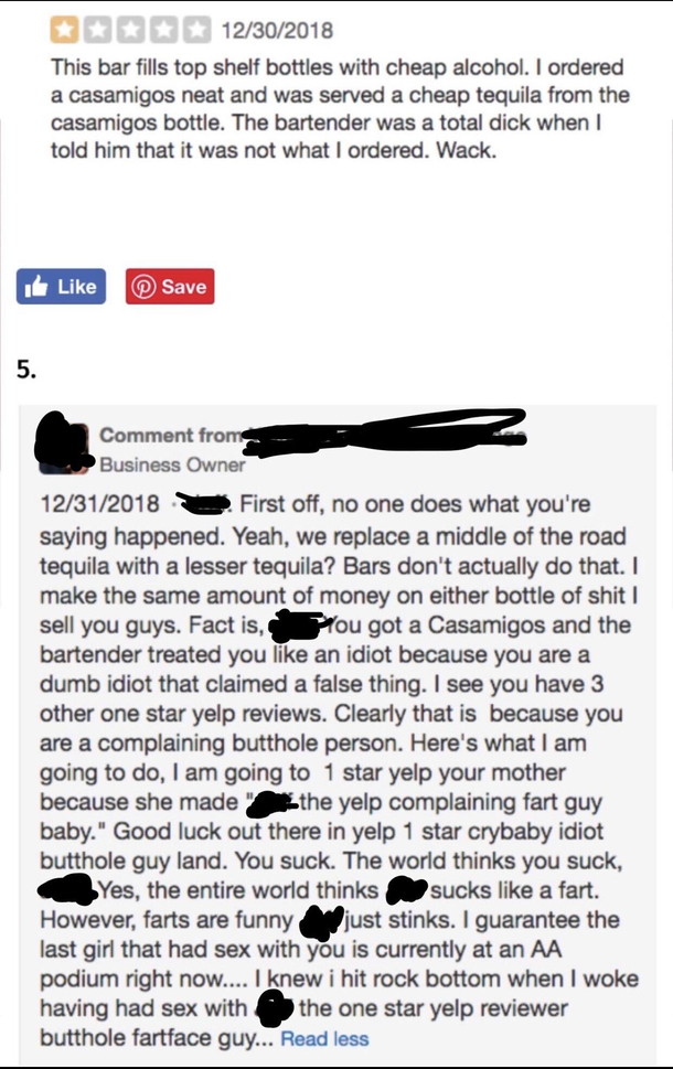 Greatest response to a  Star Yelp review I have ever seen