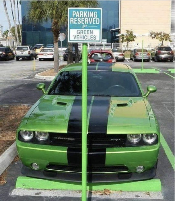 Green vehicle parking only