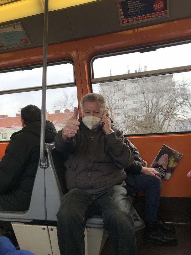 Guy on the subway was having a phone call with his pack of ciggies