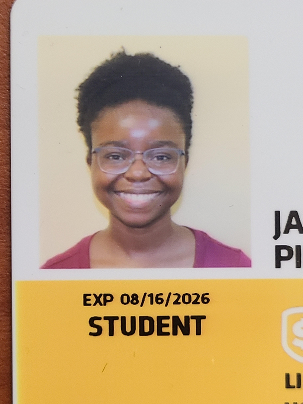 Had my student ID picture taken after walking  minutes in F weather Thanks to my sweaty forehead the camera flash created a smiley face on my forehead