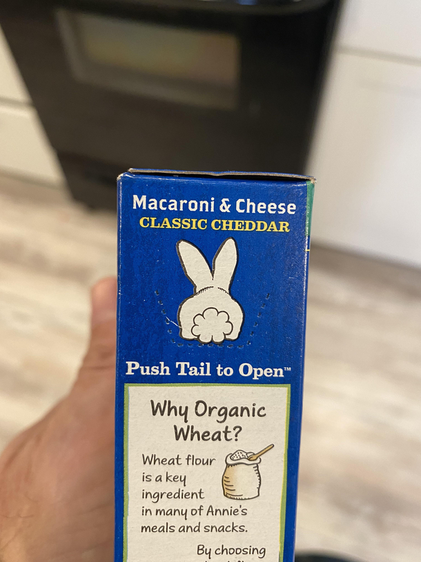 Had to give this bunny a rectal exam to open the macaroni