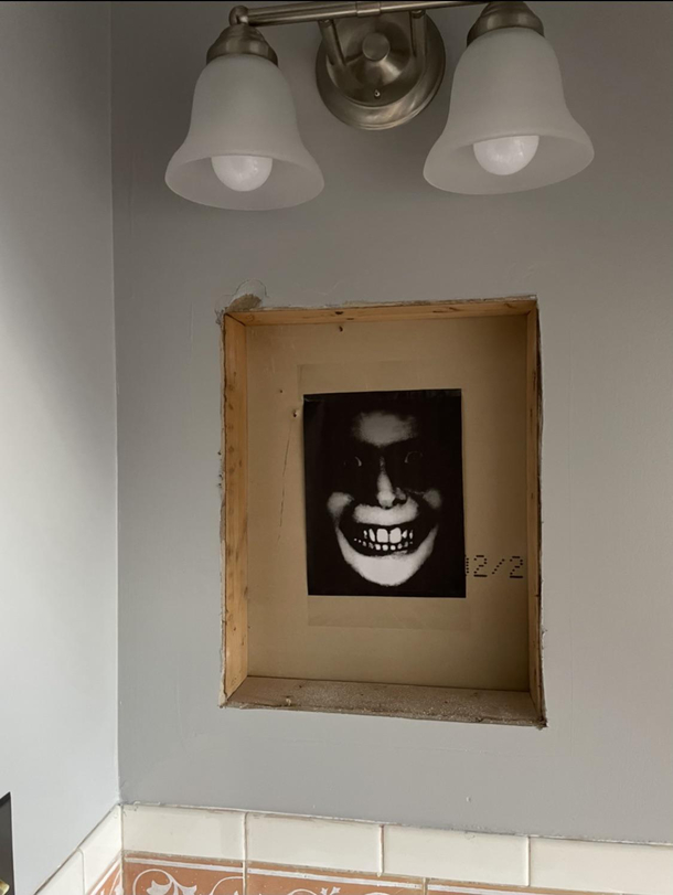 Had to take down my medicine cabinet to paint so we left a fun surprise for the next homeowners