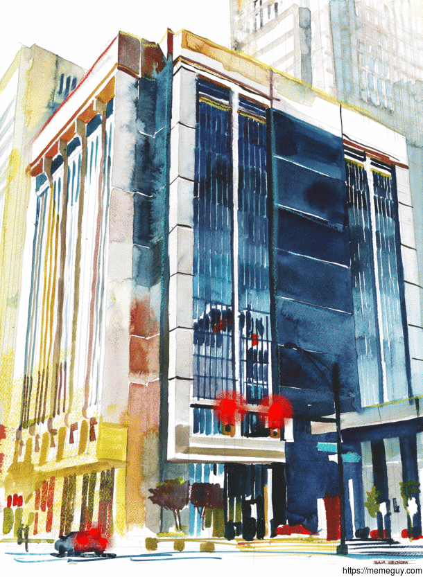 Hall of Justice Columbus watercolor