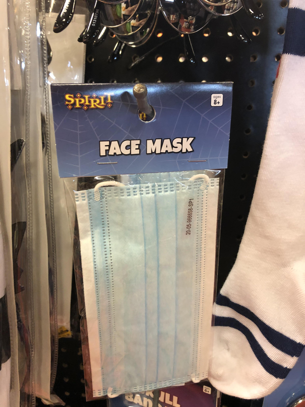 Halloween store selling a single disposable face for 