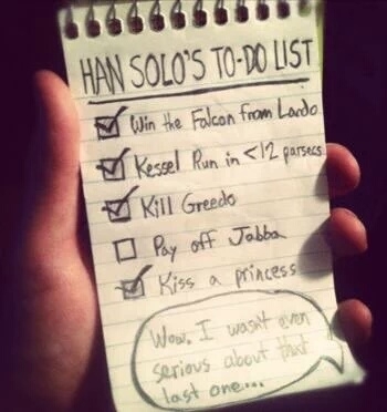 Han Solo could have avoided a lot of trouble if he had completed his list in order