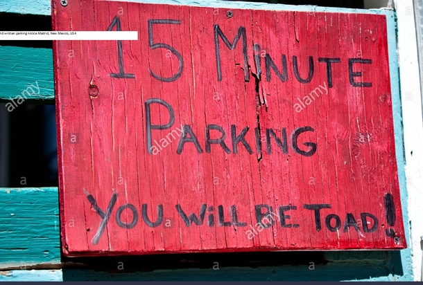 Hand written parking notice Madrid New Mexico USA