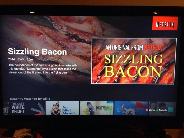 Happy April Fools from Netflixa twenty minute program of bacon cooking