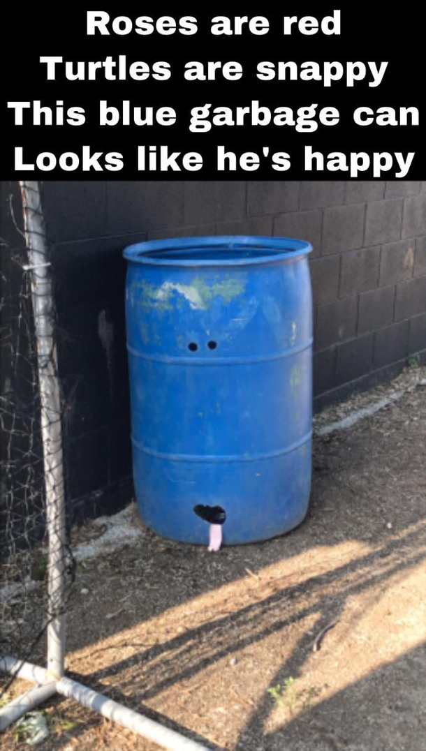 Happy garbage can