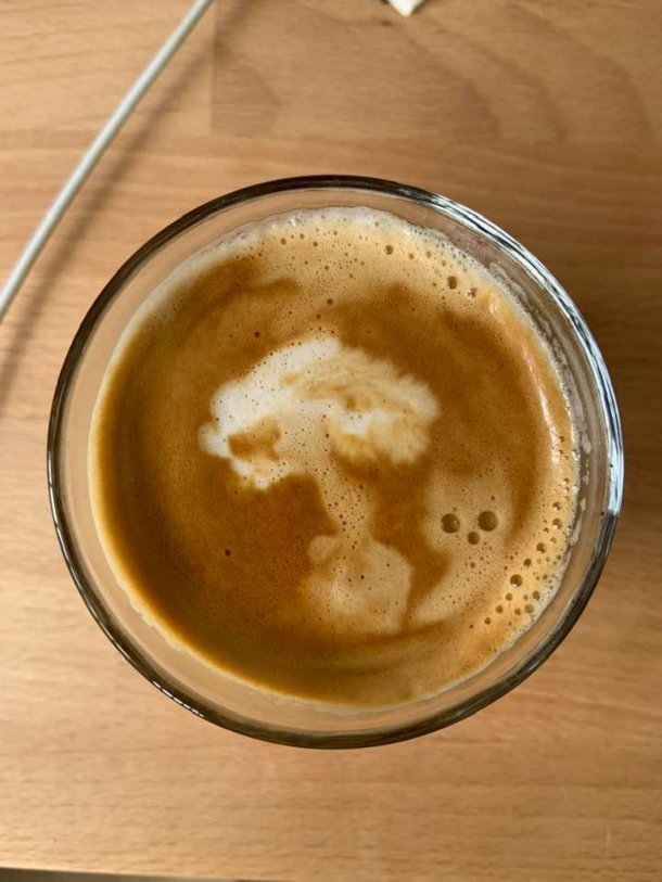 Happy Monday Todays coffee art  a cat setting off a nuclear explosion