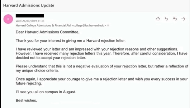 Harvard Rejection Letter