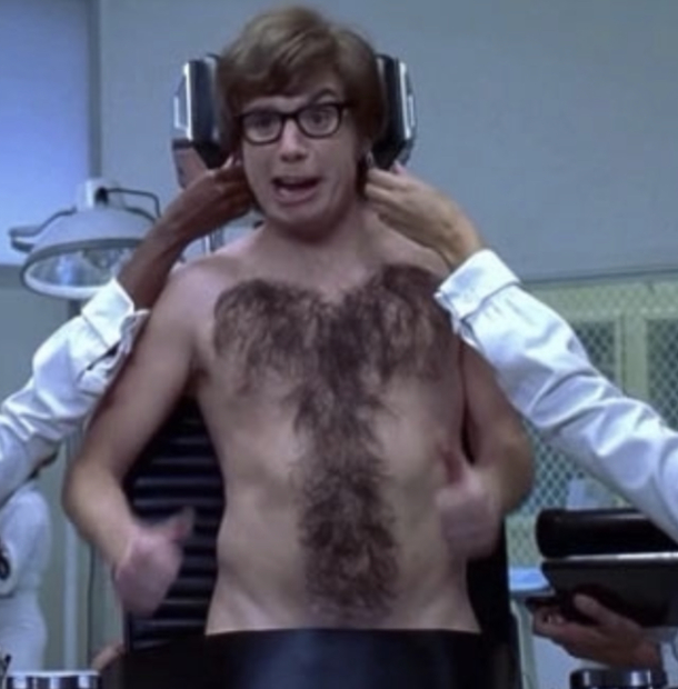 Havent watched this movie in years and am just now noticing Austins chest hair Brilliant