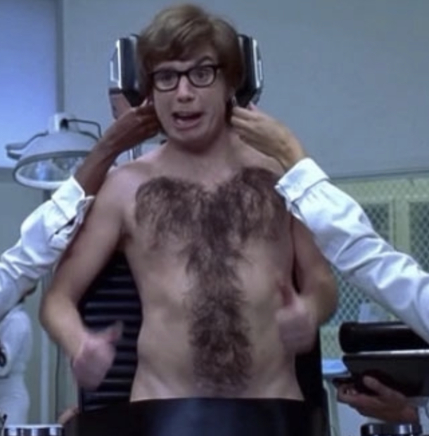 Havent watched this movie in years and am just now noticing Austins chest hair Brilliant
