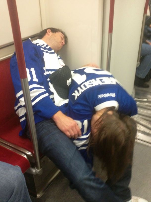 Having a quick nap after the Leafs win