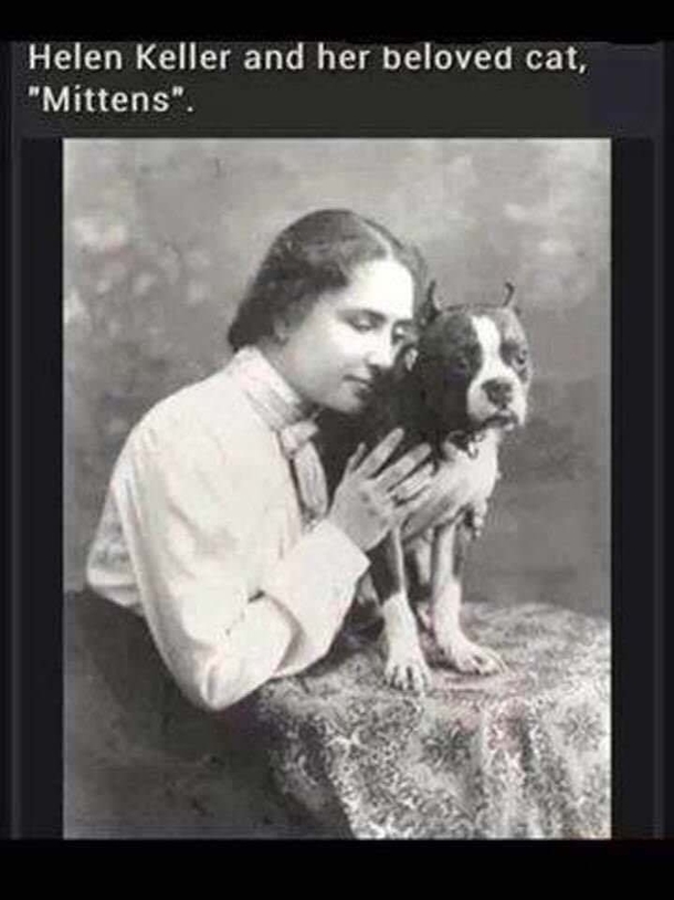 Helen Keller and her beloved cat Mittens