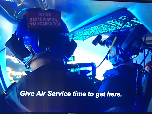 Helicopter pilot has a morbid sense of humor