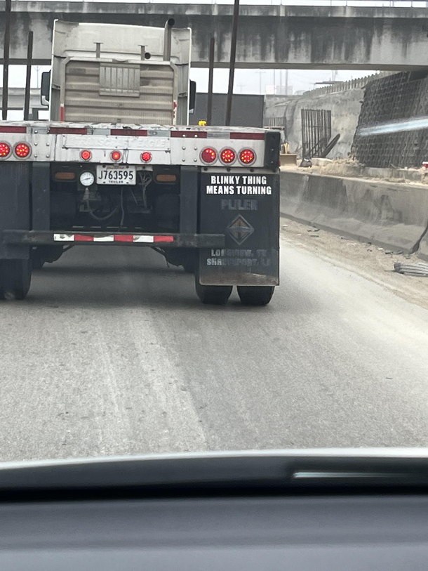 Helpful message on an -Wheeler mudflap