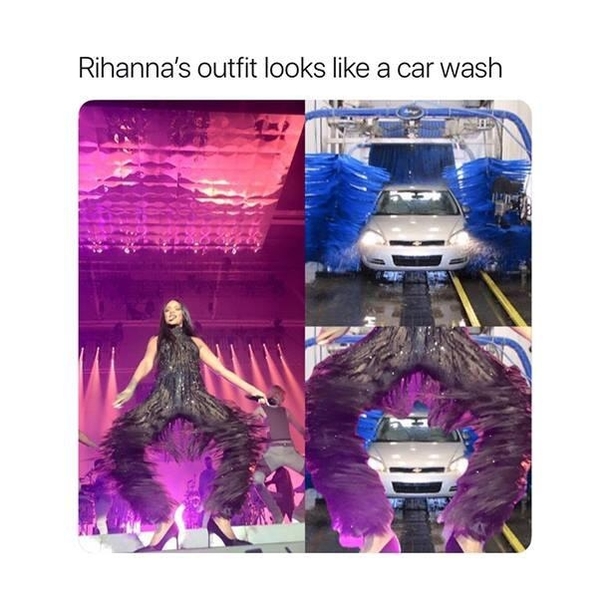 Her outfit looks like a car wash