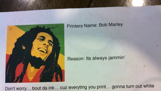 Here is da broken printa label at my library