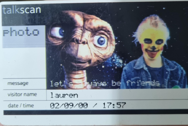 Heres a photo of me at the Millennium dome in London with my friend ET