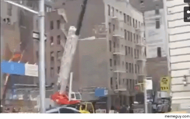 Heroic car saves building from demolition