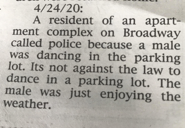 High crimes in my town newspaper