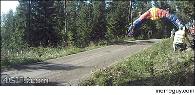 High speed rally car jump