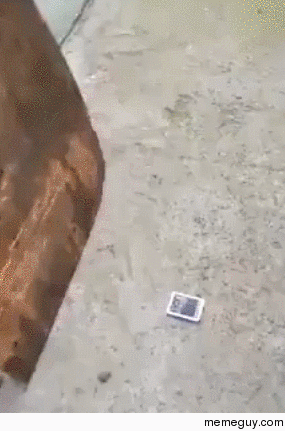 Hitting a phone battery with a hammer