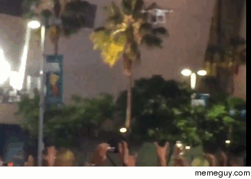 Hockey fans knock down and destroy a surveillance drone allegedly owned by the LAPD