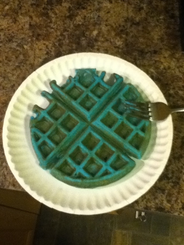Home alone on New Years so I made blue waffles