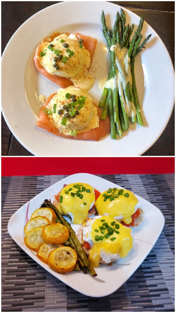 Homemade eggs Benedict with smoked salmon