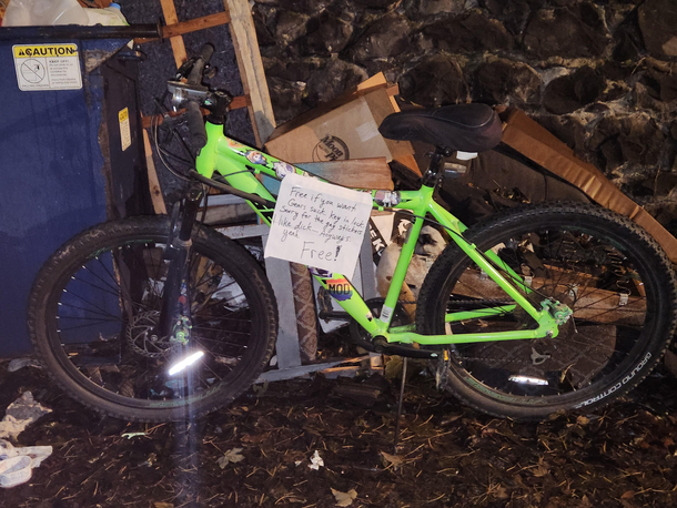 Honestly giving away a bike