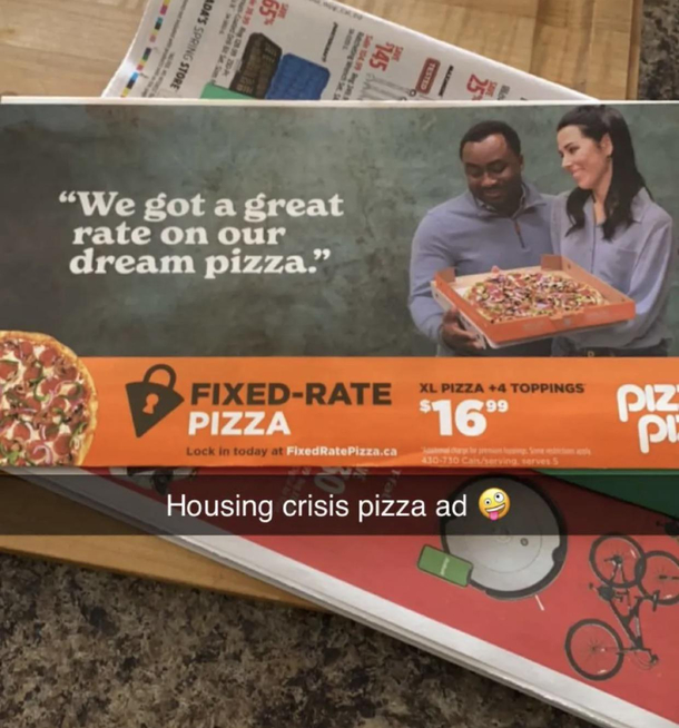 Housing crisis pizza ad