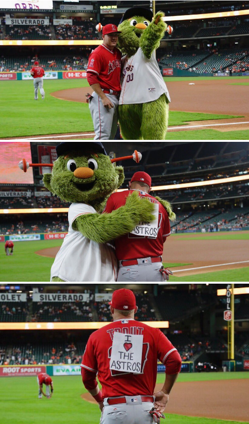 Houston Astros mascot trolls Mike Trout of the Angels