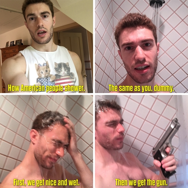 How American people shower