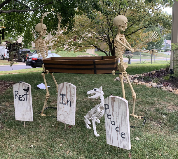 How are they holding up that coffin Mourning wood
