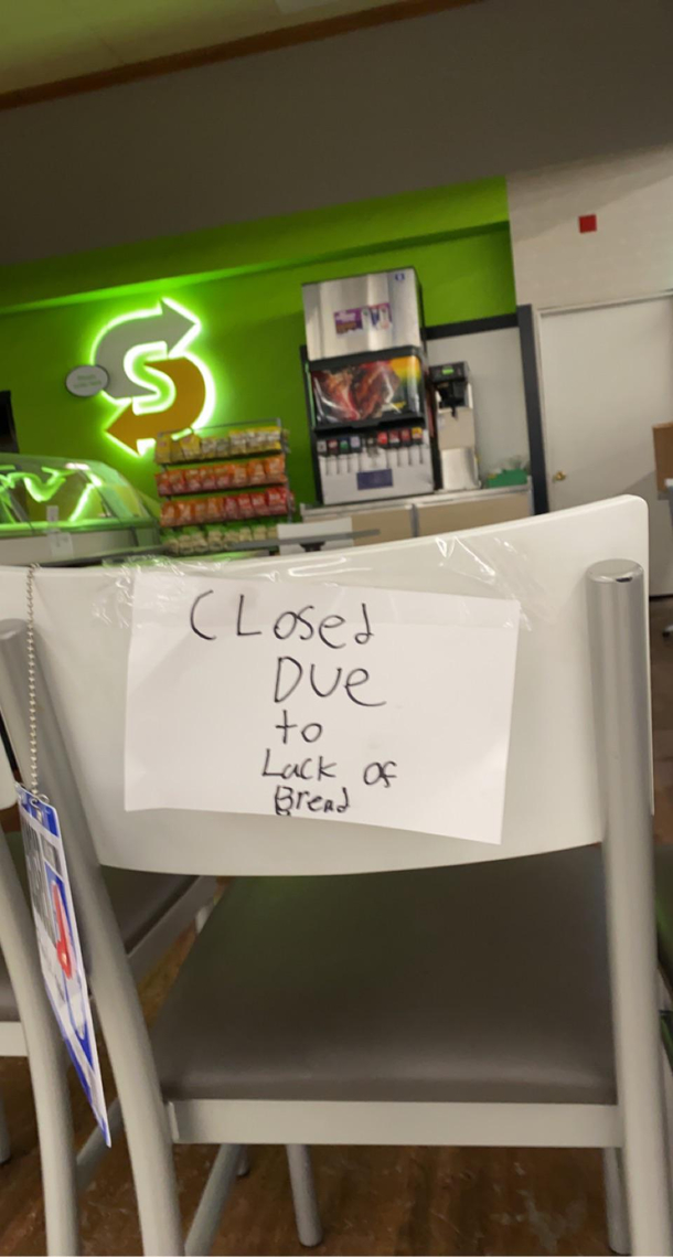 How do you lack bread in an already not busy Subway